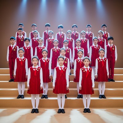 元旦中小学生儿童大合唱演出服红色爱国诗歌朗诵服装演讲歌唱祖国