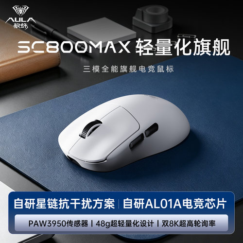 狼蛛SC800MAX三模无线鼠标电竞游戏3950办公双8K滑鼠笔记本轻量化