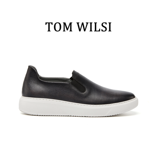 TOMWILSI商务休闲一脚蹬真皮男鞋