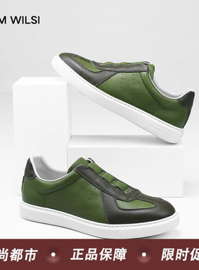 TOM  WILSI【一脚蹬】休闲男鞋2025年新款秋季德训鞋真皮男士板鞋