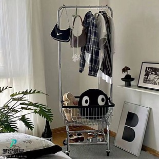 店可移动衣服架子推车 简易衣帽架落地卧室置物架家用收纳篮服装