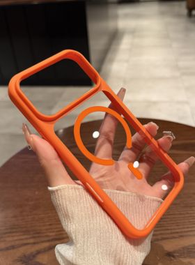 【新款橙色】umj适用于iphone17ProMax手机壳苹果17pro磁吸无线充电17p新款Air亚克力17简约风防摔保护套男女