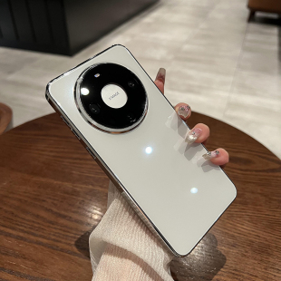 umj适用于华为mate60pro手机壳高级感玻璃壳m60全包镜头膜mate50pro新款 简约40电镀全包30软边防摔保护套男女