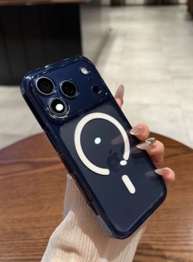 【强力磁吸】umj适用于iphone17ProMax手机壳苹果17无线充电Air透明撞色17pro新款17p蓝色全包防摔保护套男女