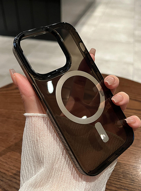 umj适用于iphone17pro手机壳16pro磁吸无线充电14pm透黑色苹果13proMax简约高级感17Air新款15防摔保护套男女