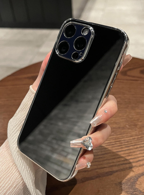 umj适用于iphone17手机壳玻璃镜子清晰不变形16pm高级感银色15pro苹果14proMax补妆镜13防摔12新款保护套女款