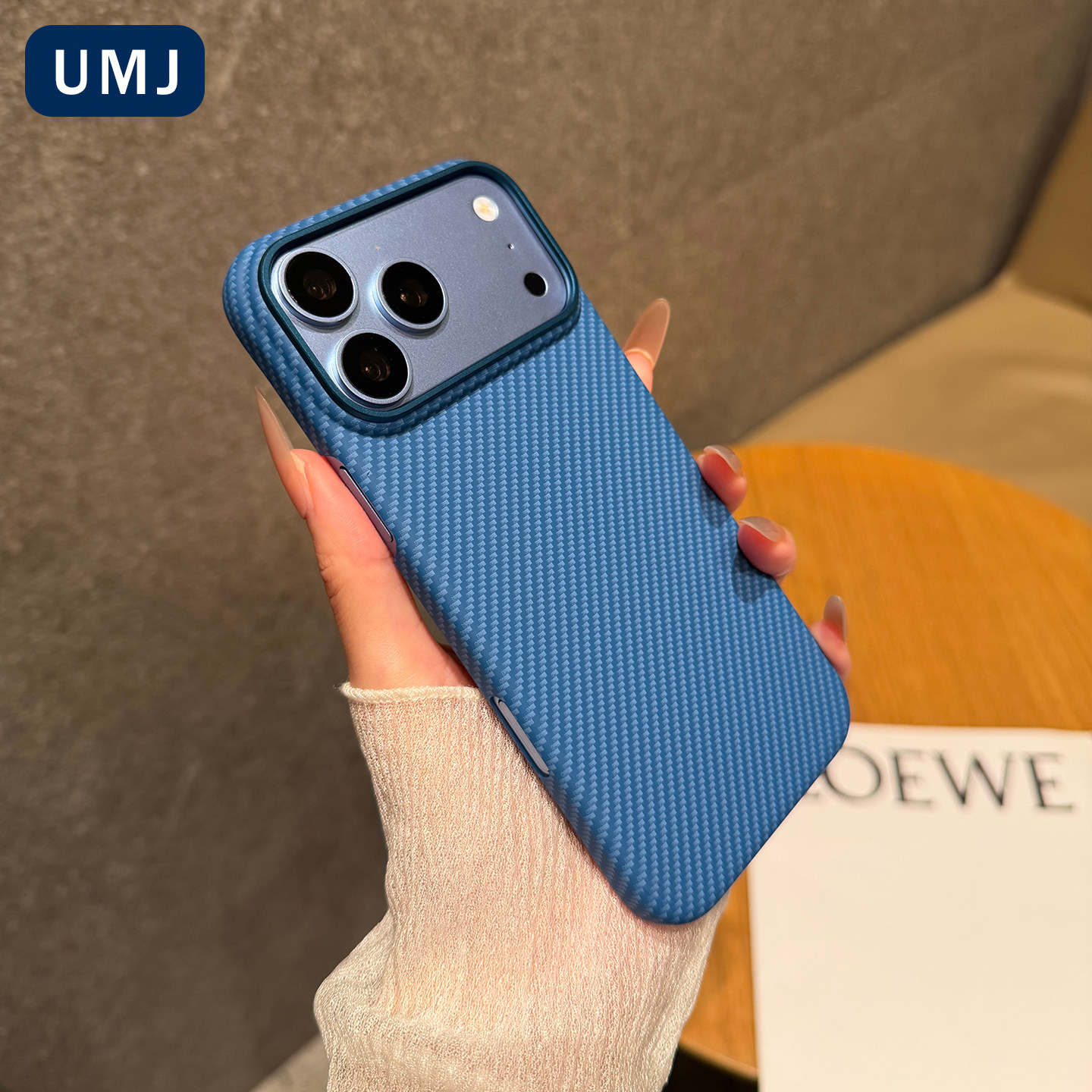 umj适用于iphone18ProMax手机壳苹果热压硬壳17Air碳纤维纹16金属镜框15防指纹14pro超薄防摔保护套男女新款