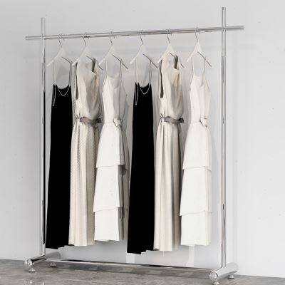 新款服装店专用展示架不锈钢拉丝落地式女装陈列架北欧时尚挂衣架
