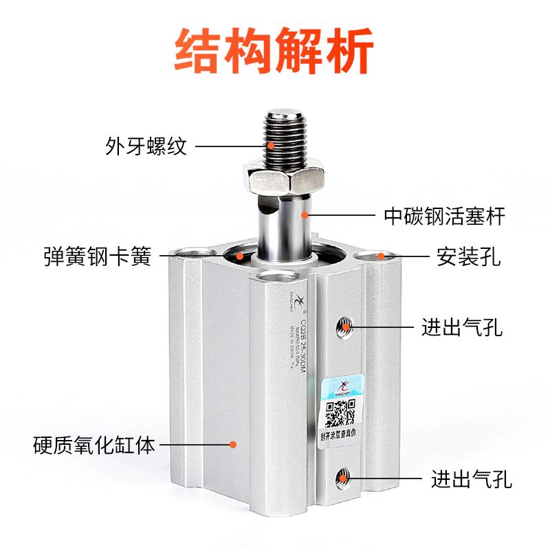 星辰气动薄型气缸ACQS/CDQ2B-12/20/32*16*40-10X25*35X50X75外牙