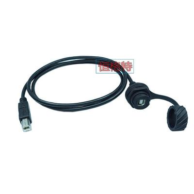 usb方口航空插头M20.8方形打印机口B母防水接头BF面板锁紧延长线