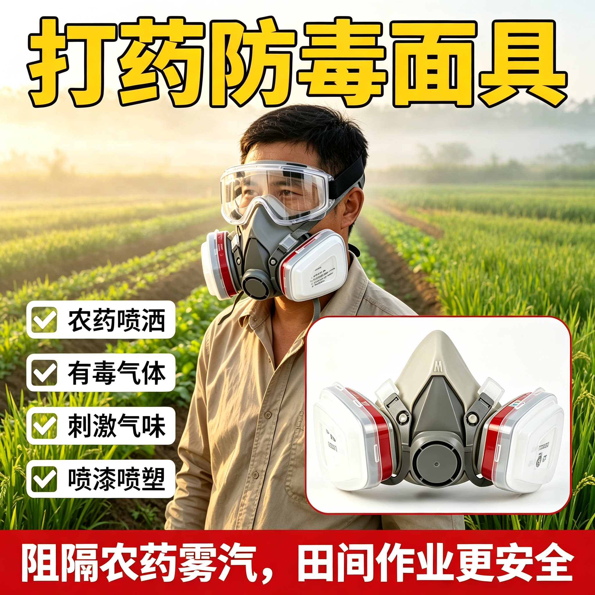 防毒面具打药专用过滤式生化粉尘