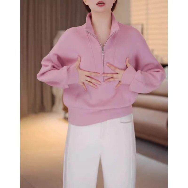 欧洲站空气层棉卫衣女新款2025爆款时尚洋气春秋冬半拉链外套上衣