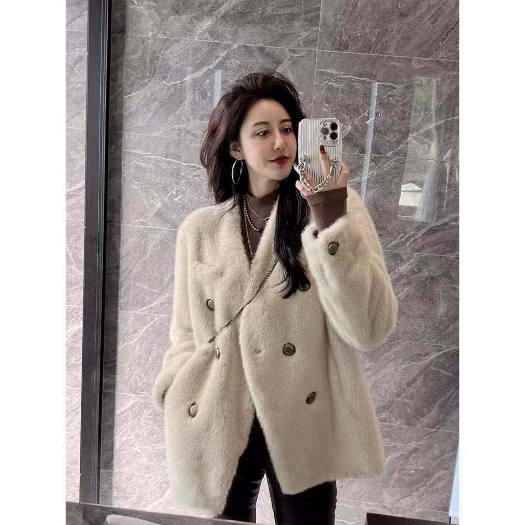 专柜2025冬新款皮毛一体毛毛彷皮草网红加厚水貂绒短款大衣外套女,女装/女士精品,皮草,淘宝优惠券,粉丝福利购,淘宝优惠卷