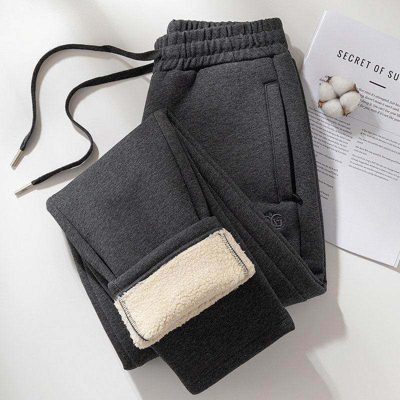 MAROLIO~闭眼入！加绒加厚羊羔绒直筒卫裤男女款冬季大码保暖棉裤