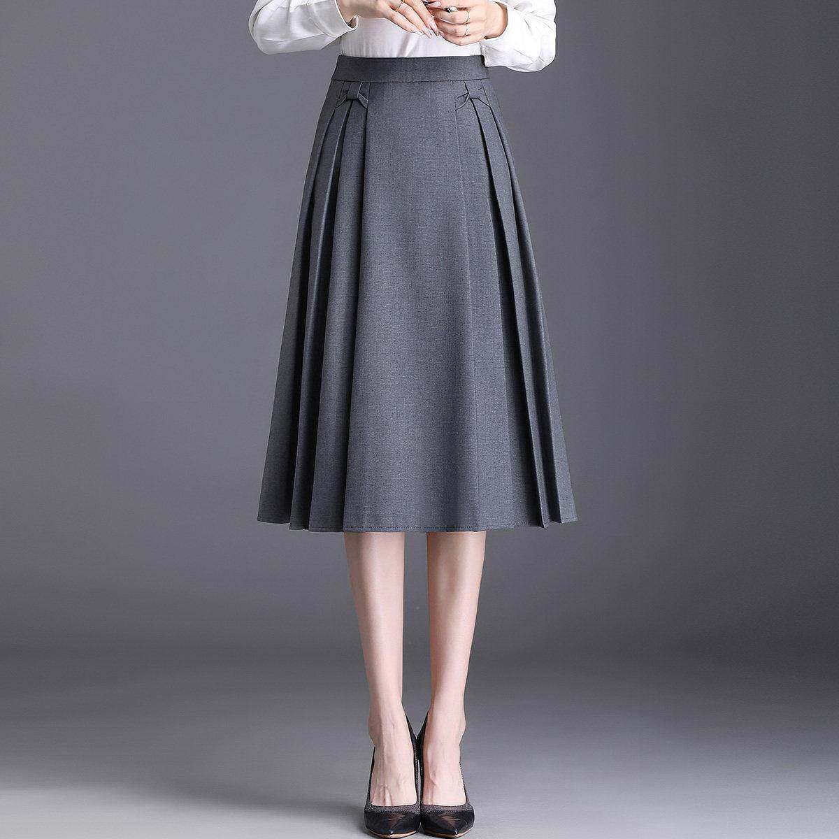 灰色A字西装半裙女2025春秋小个子洋气伞裙半身裙子中长款百褶裙