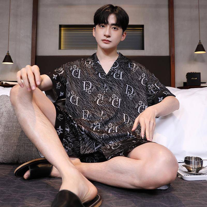 桑蚕丝睡衣男2025新款夏季短袖薄款冰丝大码宽松真丝绸家居服套装