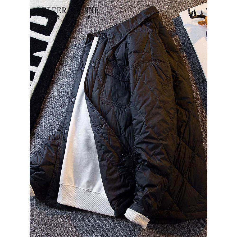 斯蒂芬轻薄菱形格羽绒服男冬季新款高端潮流休闲痞帅保暖男士外套