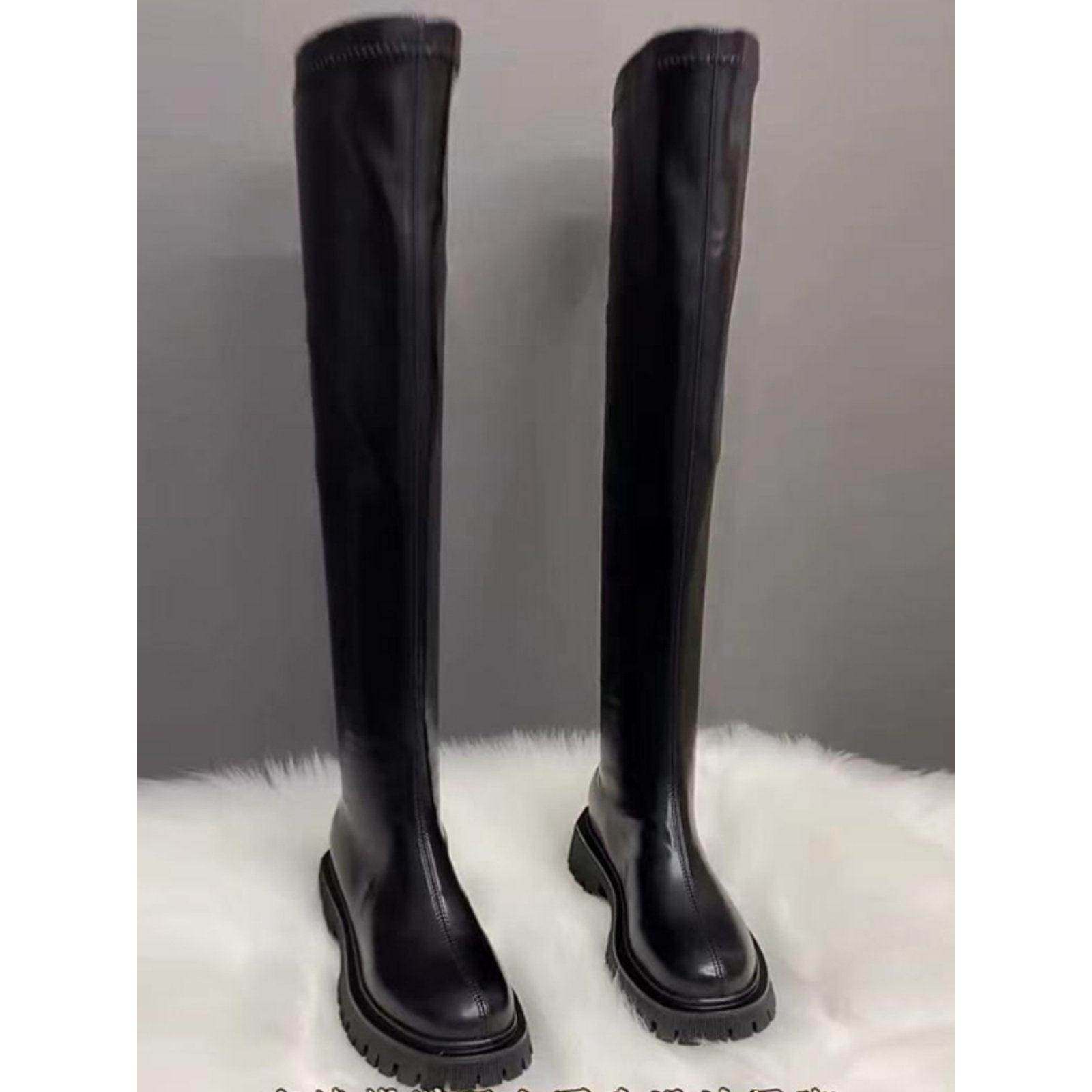 潮牌英伦风秋冬季新款马丁靴厚底显瘦长靴过膝平底真皮高筒骑士靴,女鞋,骑士靴,淘宝优惠券,粉丝福利购,淘宝优惠卷