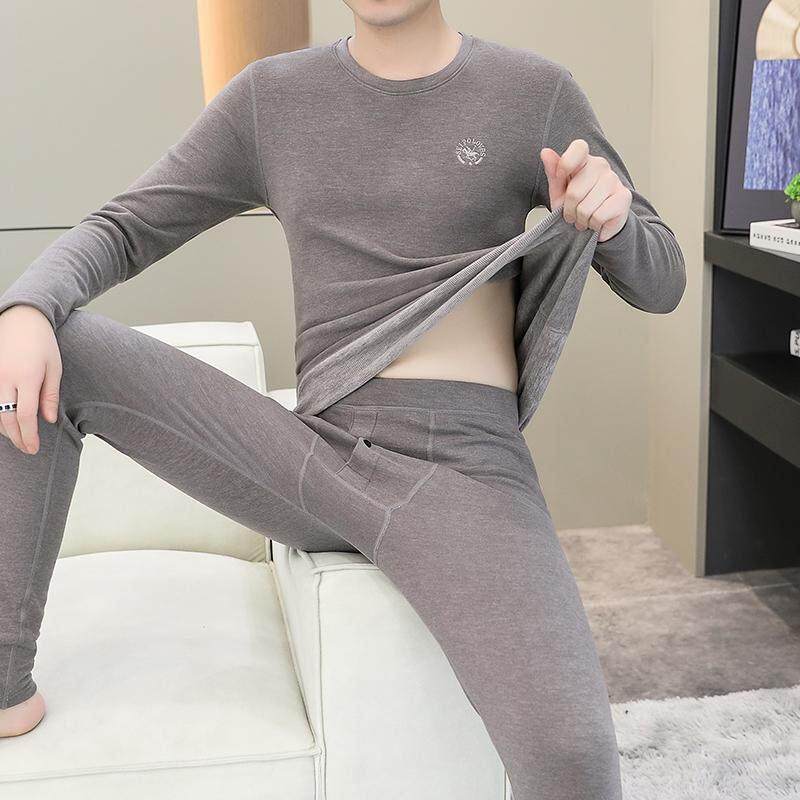 MAROLIO~高端男士德绒保暖内衣男秋冬季加绒加厚秋衣秋裤两件套装