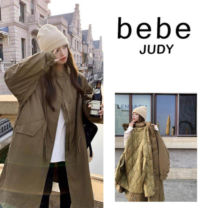 bebe judy~派克服羽绒服内胆可拆卸女冬季长款工装90白鸭绒新外套