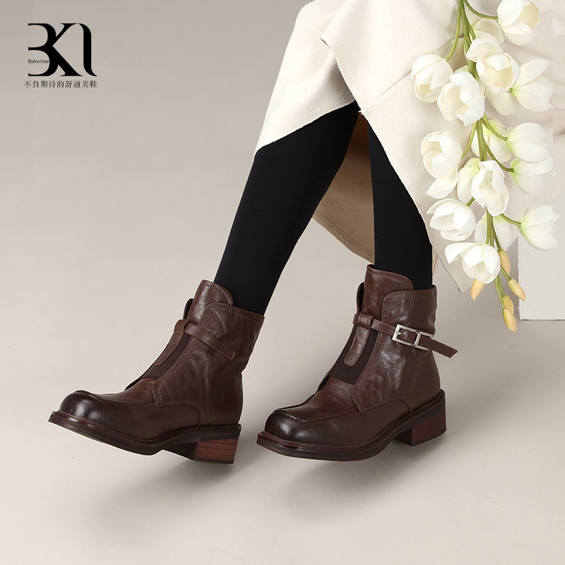 BAKERLOO英伦马丁侧拉链机车靴 JY225