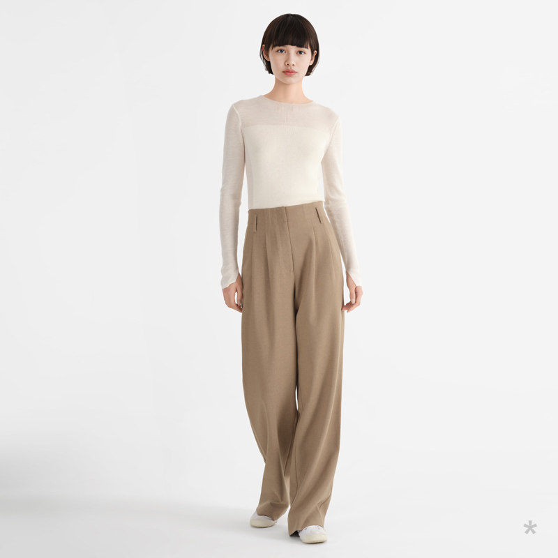 小着暖冬 PA61 浅花咖色高腰阔腿长裤 利落 也气质,女装/女士精品,西装裤/正装裤,淘宝优惠券,粉丝福利购,淘宝优惠卷