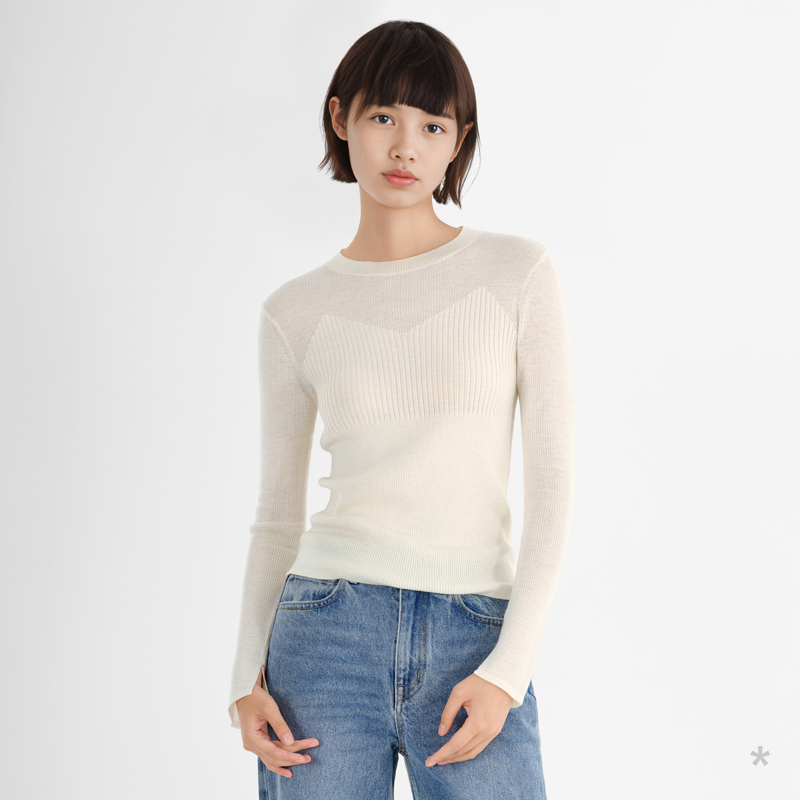 小着铅笔内搭美利奴羊毛圆领