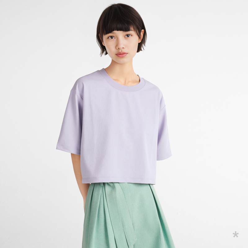 小着TEE80薰衣紫色短款T恤