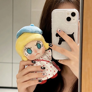 新款泡泡玛特molly心火怒放棉花娃娃10cm碧火娃衣挂件公仔连衣裙