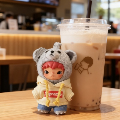 泡泡玛特新款小野公路日志搪胶灰色硕石娃衣10cm毛绒服Hirono深夜