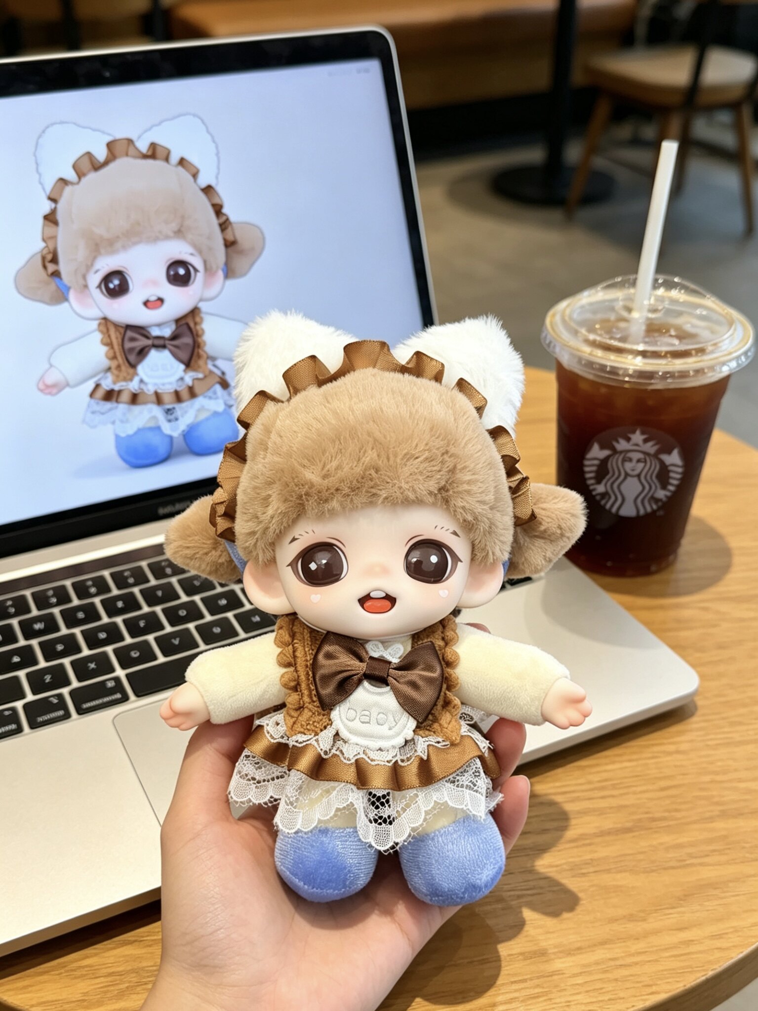 tnt新款Zoraa羽翼精灵蓝玫瑰小狗妹妹毛绒小猫兔兔娃衣搪胶15cm服图片