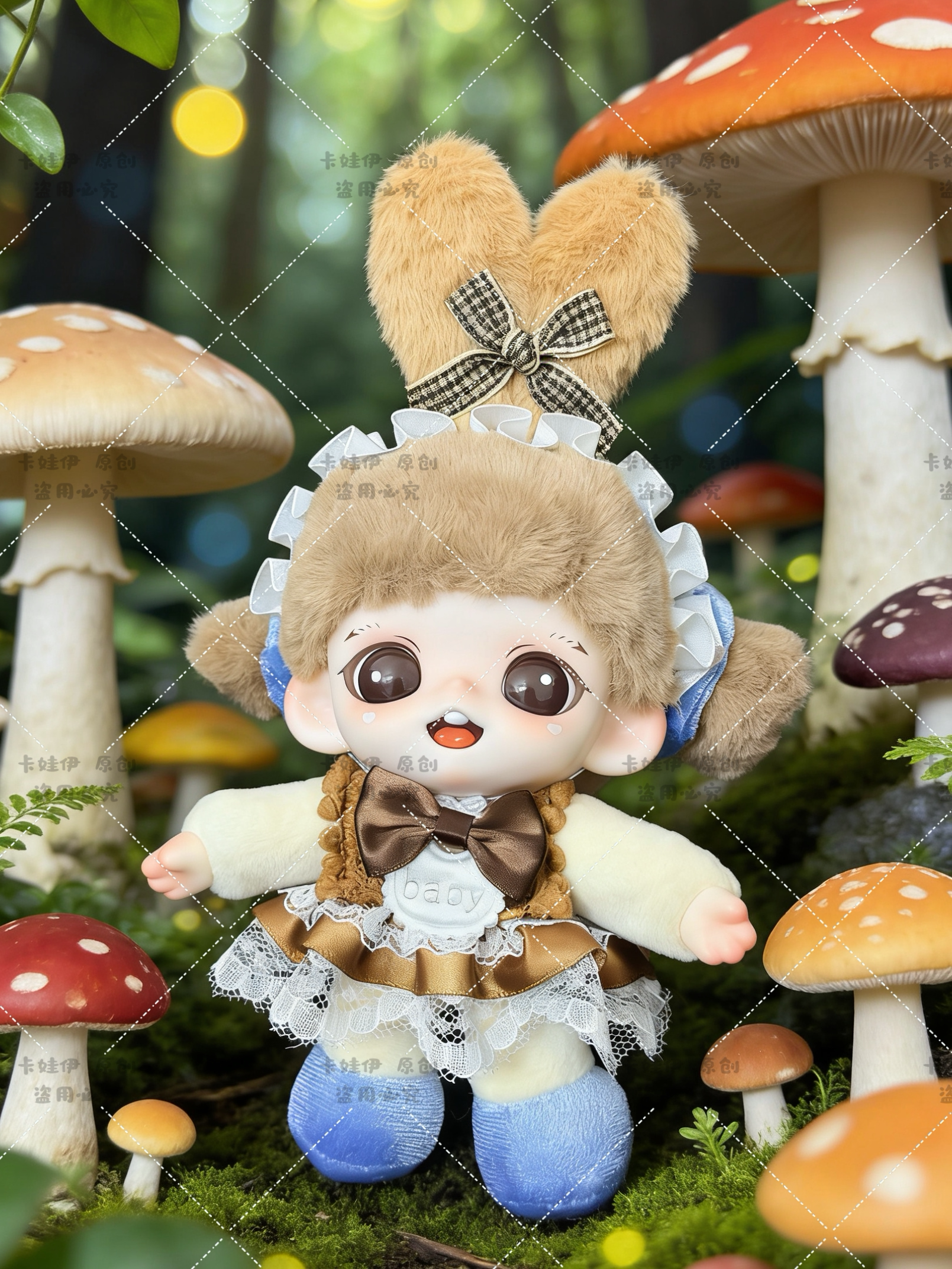 Zoraa羽翼精灵蓝玫瑰小狗妹妹毛绒娃衣搪胶10cm菇菇小猫衣服着替图片