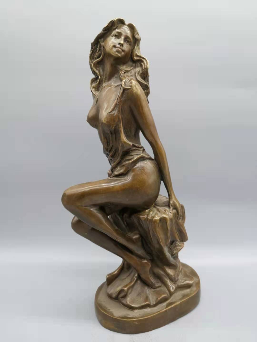 纯铜古典美女摆件美女女神铜雕塑家居办公室装饰工艺品西洋女神像