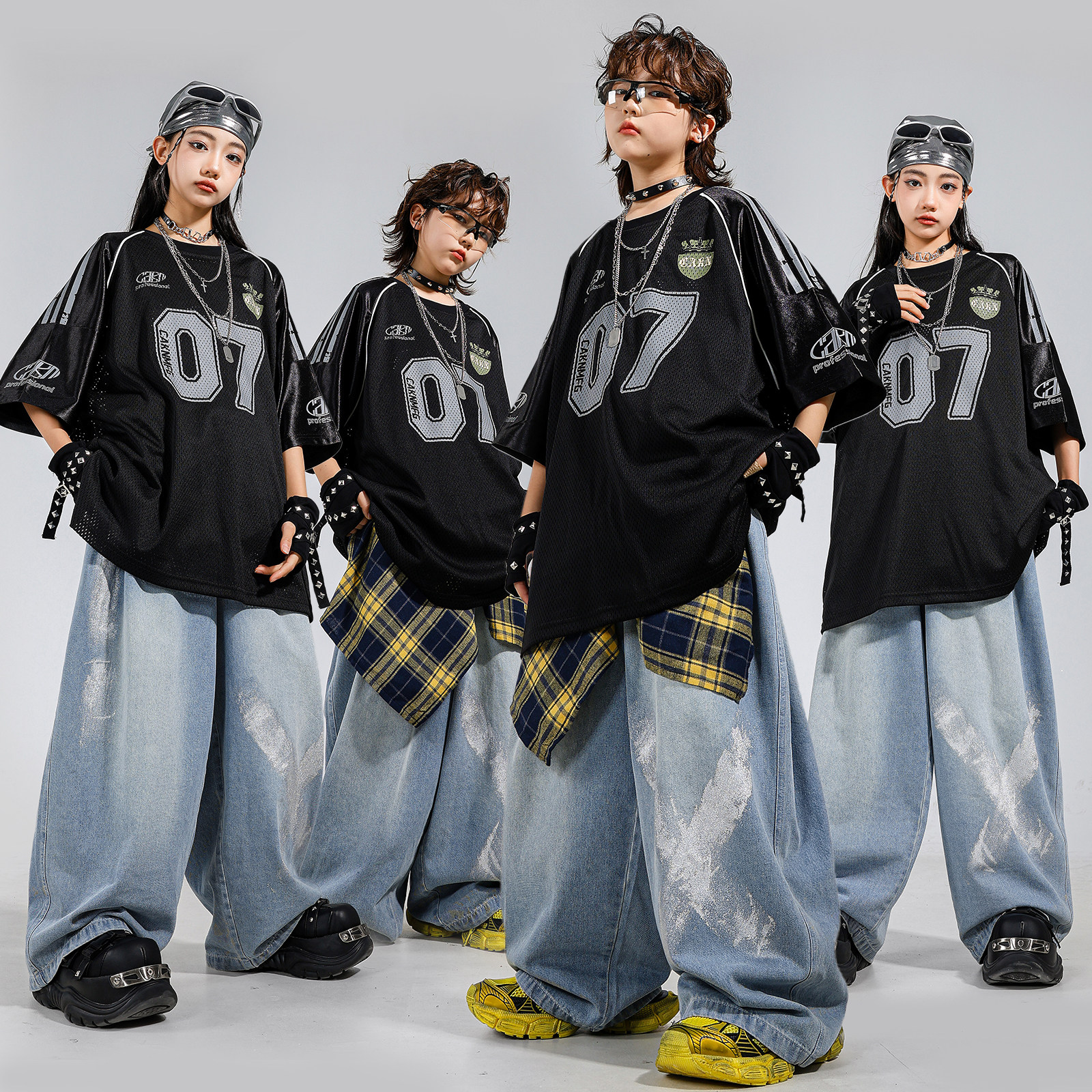 儿童街舞潮服男童酷帅嘻哈套装幼儿演出服女童爵士舞表演服装夏季