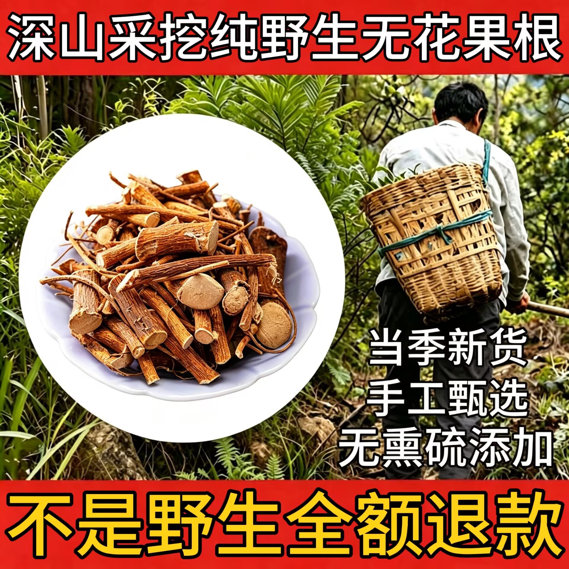 野生正宗无花果根纯根须新货纯天然无硫文仙果树根中草药泡水煲汤