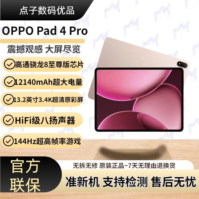 OPPO Pad 4 Pro 骁龙8至尊 13.2英寸超清原彩屏学生平板【二.手】