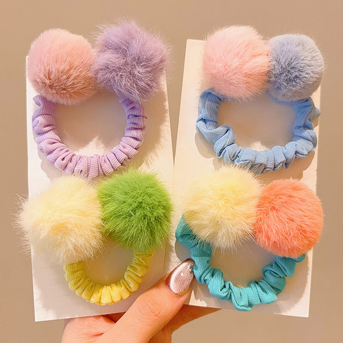 毛绒球球发绳女儿童扎高马尾头绳