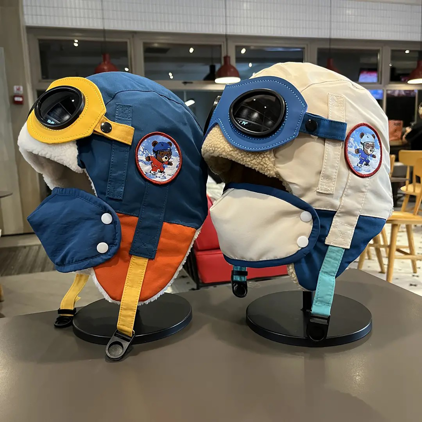 儿童小熊帽冬季新款飞行员滑雪帽