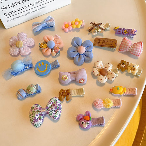 婴儿宝宝咖色全包布发夹女童