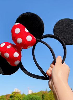 黑色米奇发箍米妮头箍米老鼠发卡儿童卡通发饰情侣乐园拍照头饰女