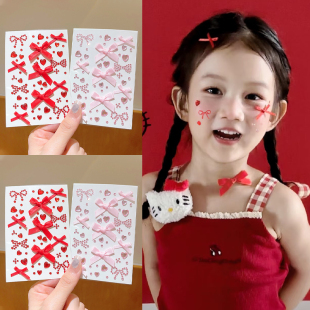 儿童红色蝴蝶结碎钻贴纸眼钻泪钻节目演出妆容水钻贴配饰面部水钻