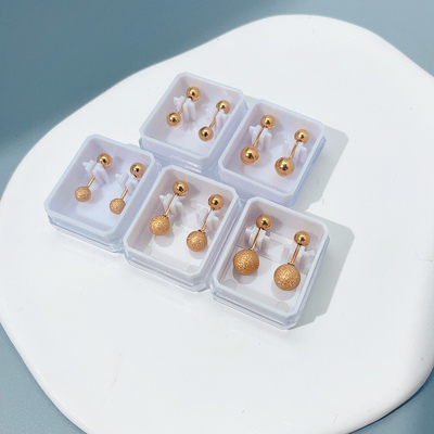 球球耳骨钉金色18k镀金拧球耳蜗耳钉百搭