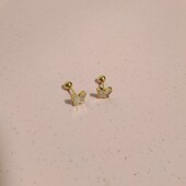 403钛钢螺丝耳钉贝母蝴蝶拧扣耳骨钉金色