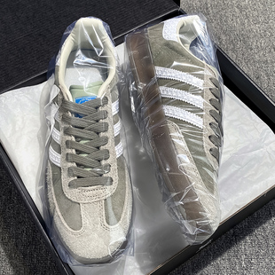 官方正品高端三条杠德训鞋复古灰色阿甘鞋男女款休闲运动板鞋子男