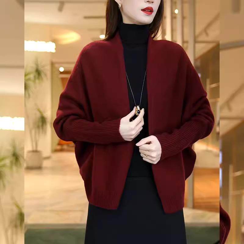 JOYIASS慵懒风针织开衫女春秋蝙蝠袖高级感外搭披肩上衣宽松毛衣