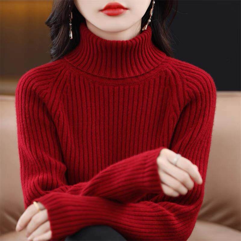 JOYIASS高领加厚衫女秋冬新款保暖短款毛衣套头内搭打底衫超厚针