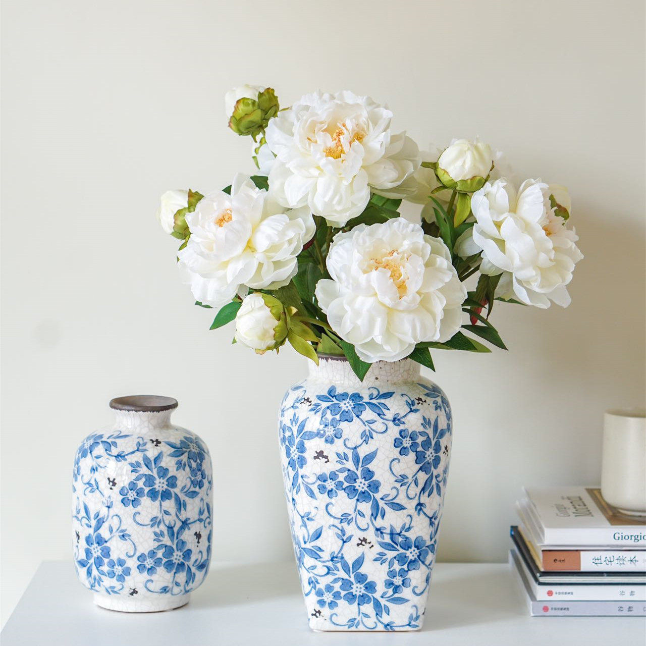 芍药牡丹仿真花摆设插花花瓶客厅装饰摆件中式餐桌花花艺假花花
