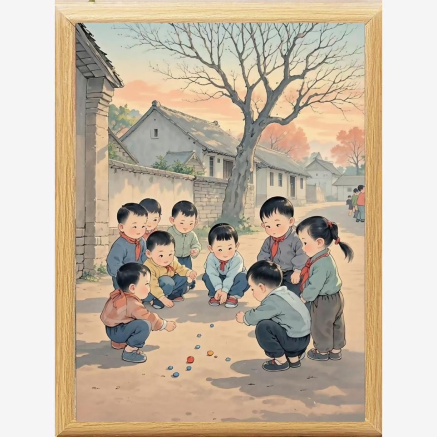 怀旧童年的回忆玻璃面板相框摆台摆件装饰画创意相片相框摆台照片图片