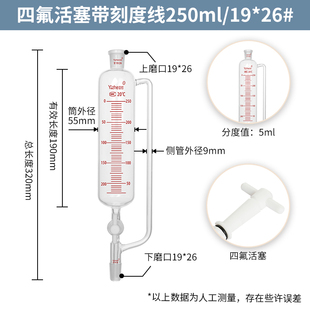 翌哲具玻璃活塞四氟活塞恒压滴液分液漏斗实验室反应釜配件漏斗i.