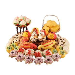 马年花馍馒头年货花样面点醒狮胶东花饽饽山东特产过年新年礼盒